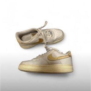 Nike Women's Athletic Sneakers White with Gold Swoosh